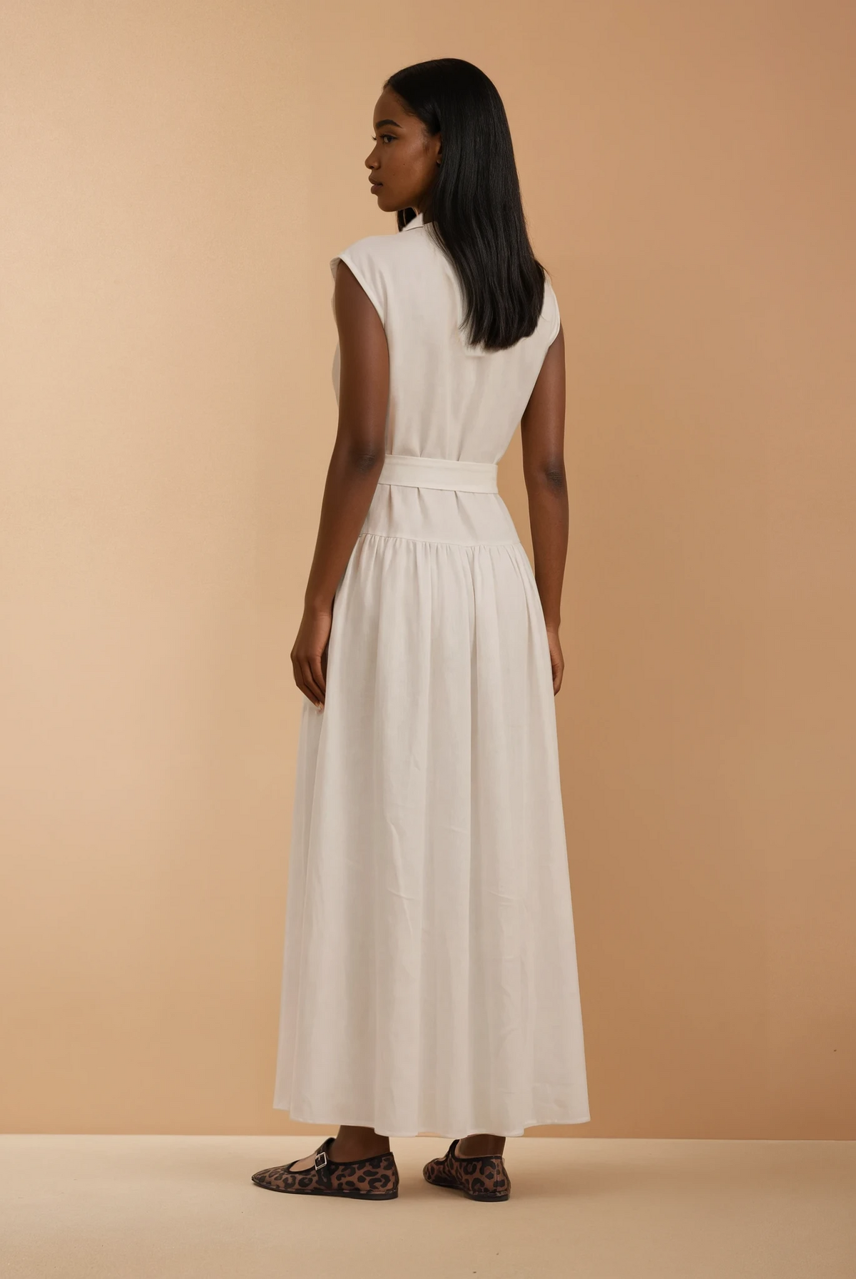 GG2107 White Button Down Midi