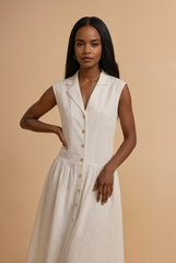 GG2107 White Button Down Midi