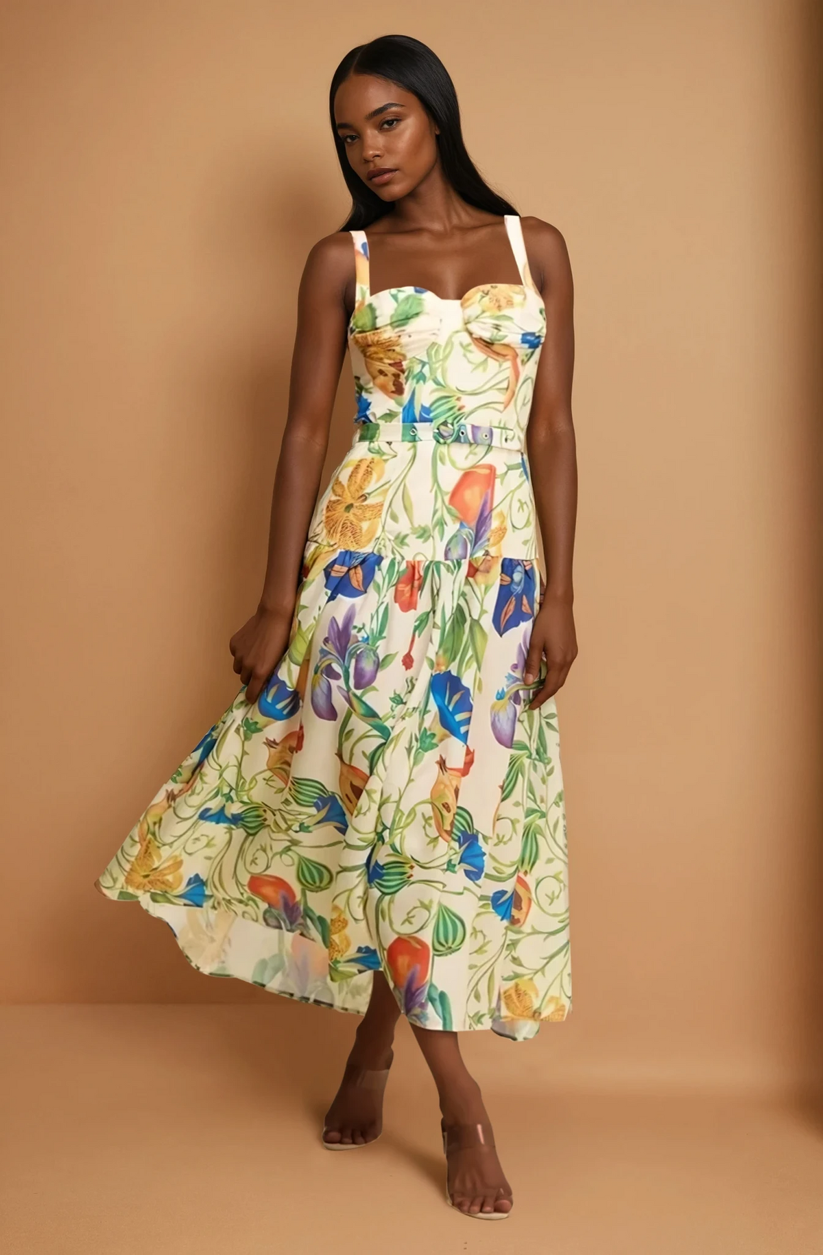 GG4056 Botanics Belted Midi Dress