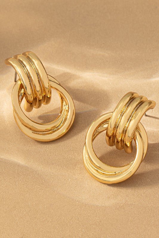 D9032 Intertwined hoop door knocker earrings - La Elegant