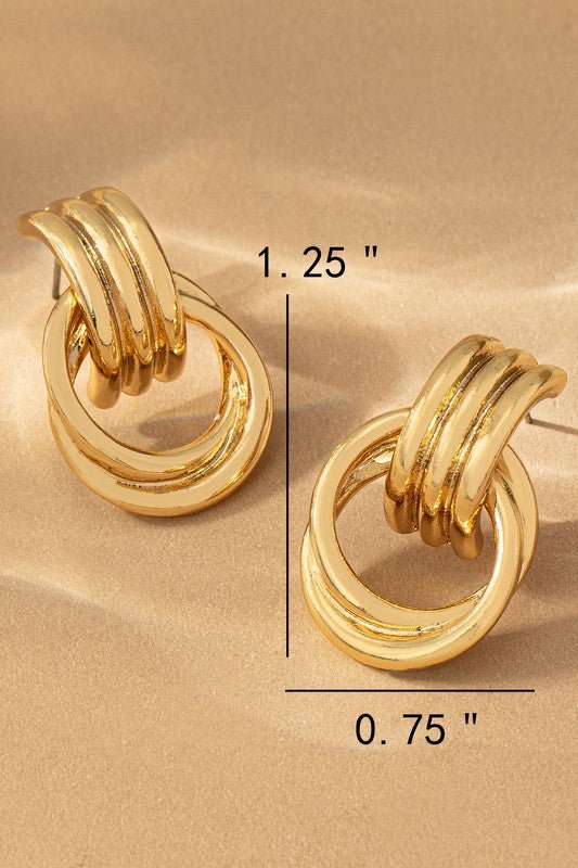 D9032 Intertwined hoop door knocker earrings - La Elegant