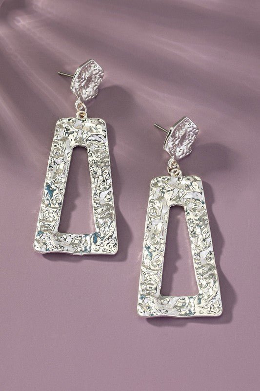 D9035 Hammered trapezoid earrings - La Elegant