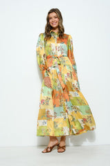 DD4037 Yellow Multi Print Maxi - La Elegant