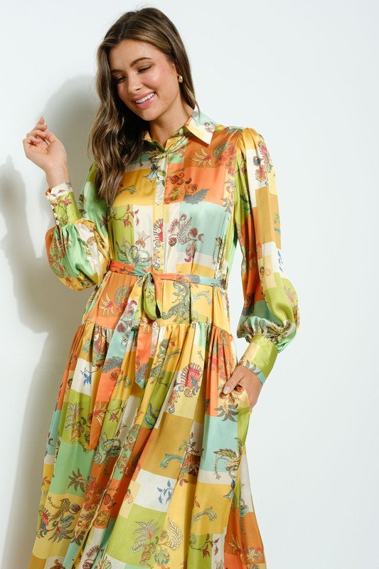 DD4037 Yellow Multi Print Maxi - La Elegant