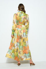 DD4037 Yellow Multi Print Maxi - La Elegant