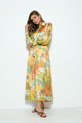 DD4037 Yellow Multi Print Maxi - La Elegant