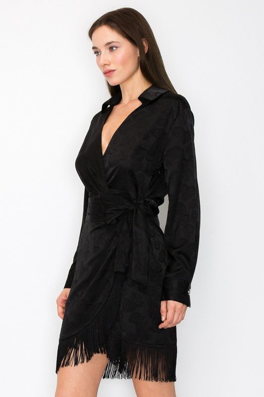 DD4041 Black Fringe Detail Mini - La Elegant