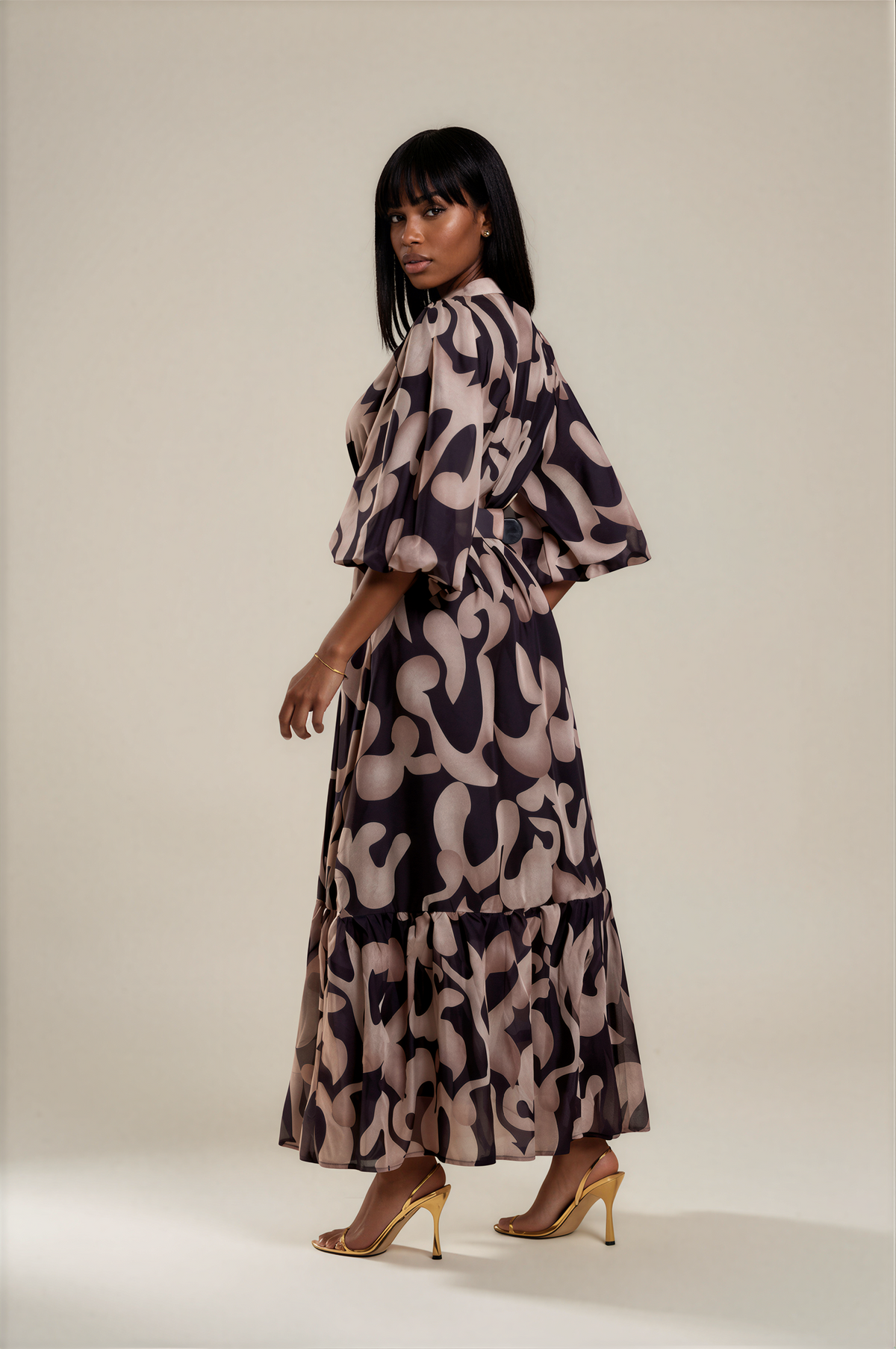 H3126 Abstract Flow Maxi Dress