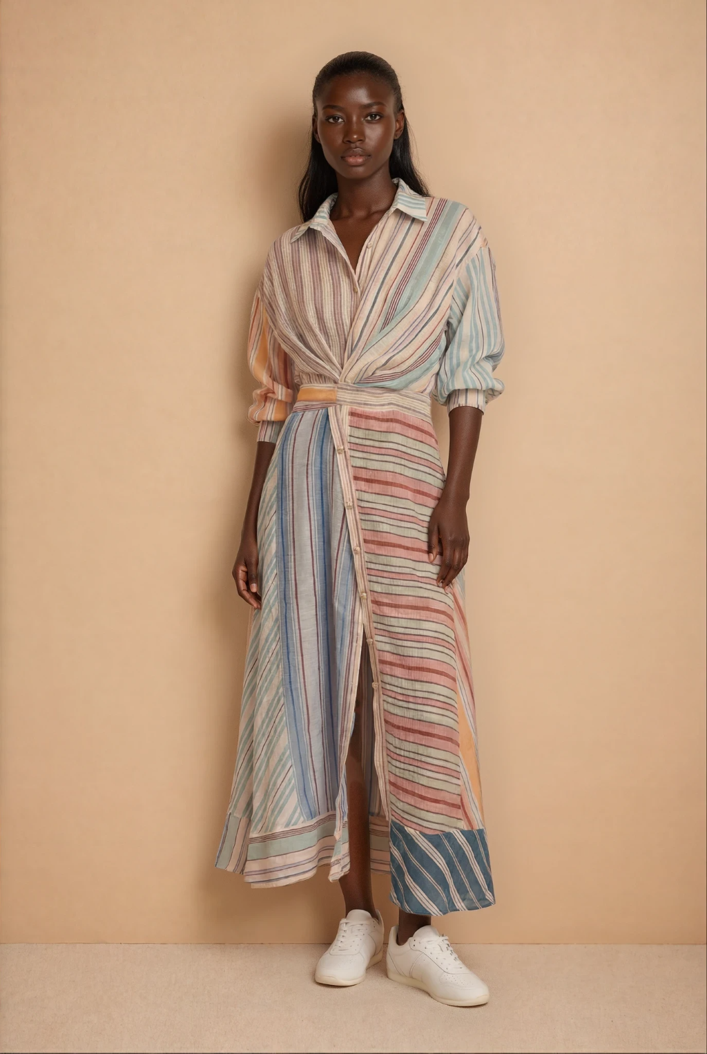 GG2106 Striped Midi Dress