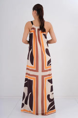 DD7046 Brown Multi Print Maxi