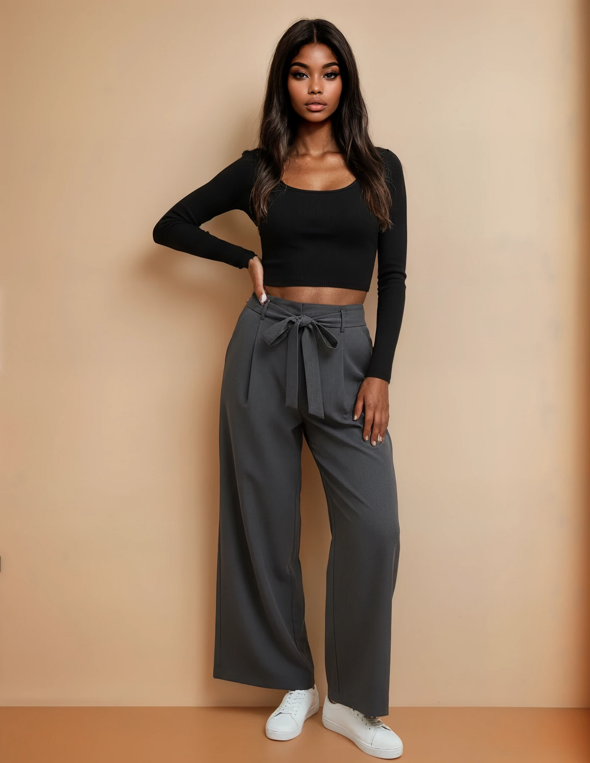GG2035 Grey High Waist Pants