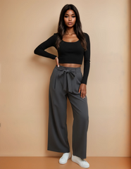GG2035 Grey High Waist Pants