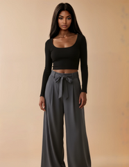 GG2035 Grey High Waist Pants