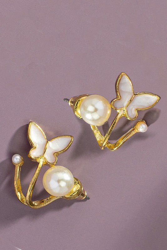 D9903 Front and back pearl stud - La Elegant